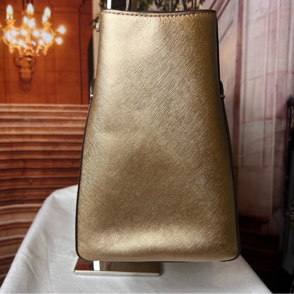 Michael Kors Metallic Gold Saffiano Shoulder Tote - Picture 12 of 15